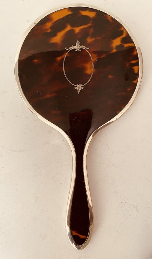 Tortoiseshell and Sterling Silver Hand Mirror