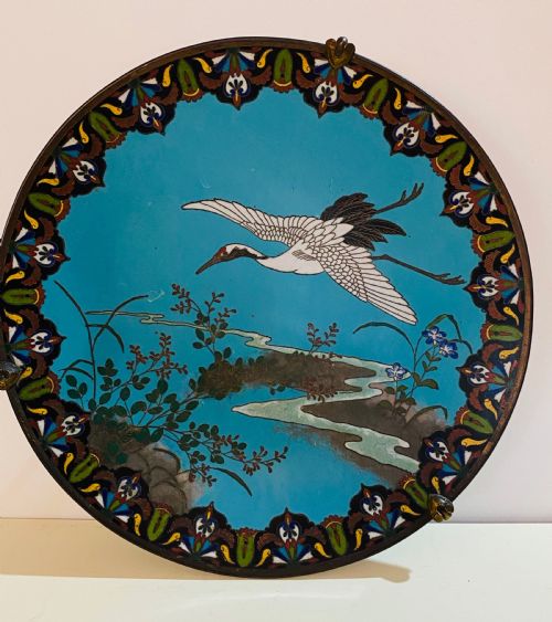 Japanese Cloisonne Plate on Legs. Circa 1900
