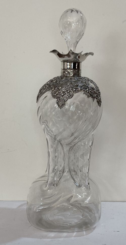 Klug Klug Decanter, with Silver Decoration.