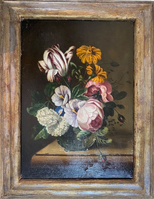 fig 1. Pair of Victorian Botanical Oils on Canvas