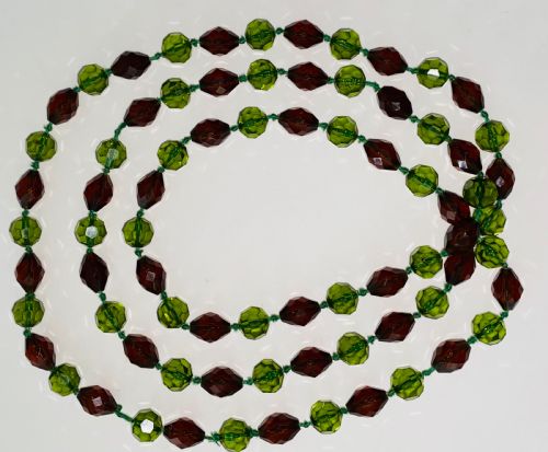 Green and Natural Amber Necklace 
