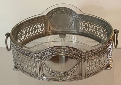 Art Nouveau Silver Plated Container with Glass Interior.  Circa 1910