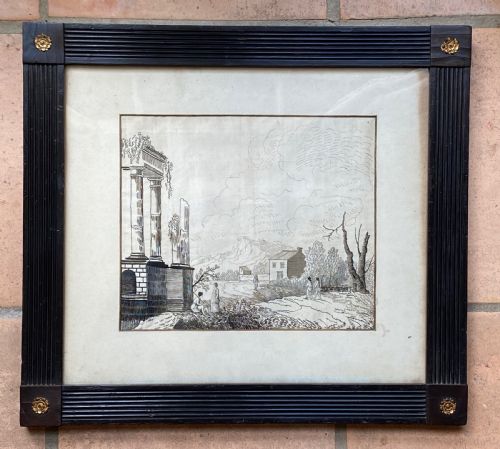 Regency Silk Work Picture in Original Frame