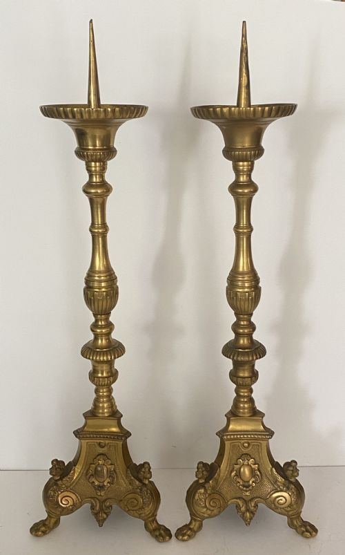 Pair of Church Candlesticks. 19th Century