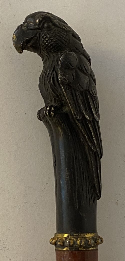 Walking Stick with Bronze Parrot Handle. 19th Century