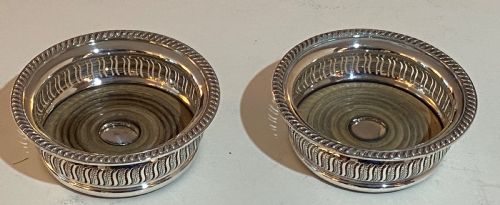 Pair of Silver Plated Wine Coasters. Circa 1900