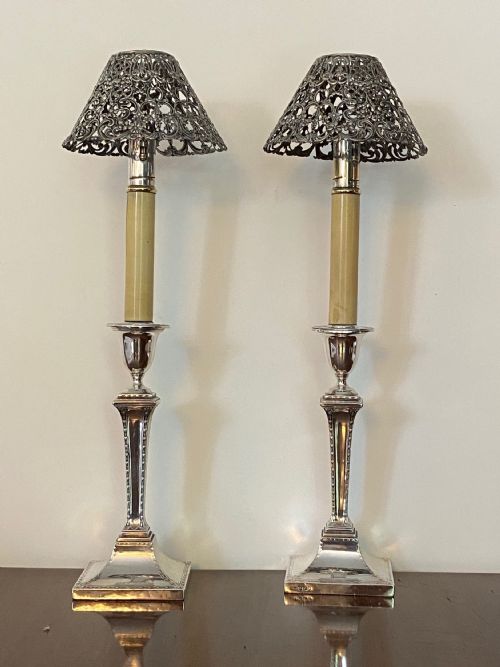 Edwardian Silver Ejector Candlesticks with Goram Accessories
