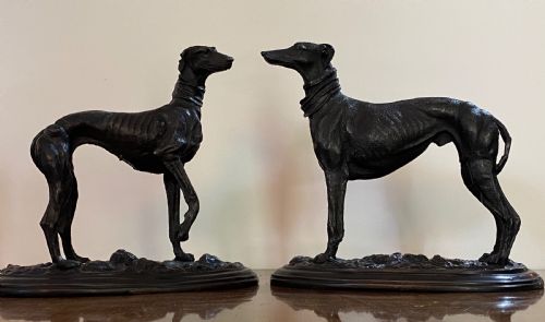 Pair of  Bronze Greyhounds