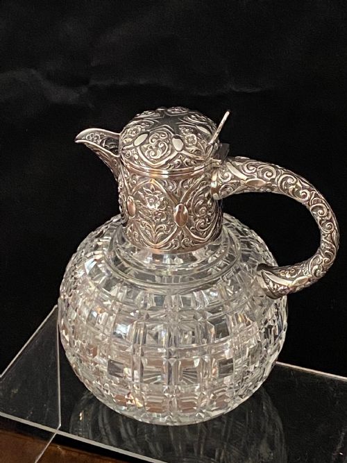fig 1. Claret Jug, Silver Mounted and Cut Glass