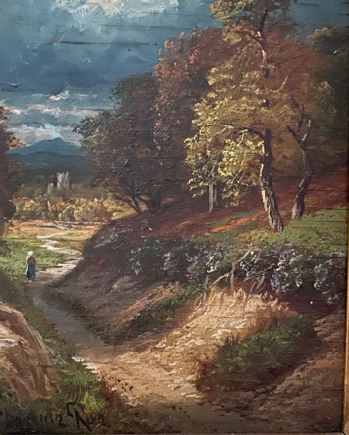 fig 1. 19th Century Oil on Panel by Clarence Henry Row (1850-1909)