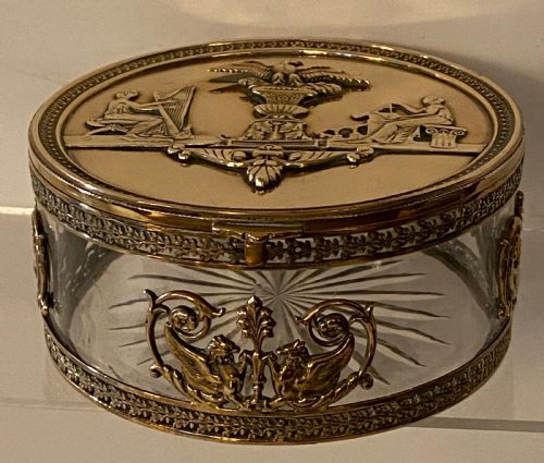 french empire gilt metal and glass table box ca 1814 - CATEGORY: ANTIQUE BOXES - DATED 19TH CENTURY