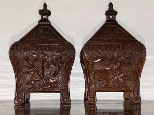 Pair of Chinese Hardwood Tea Caddies 

