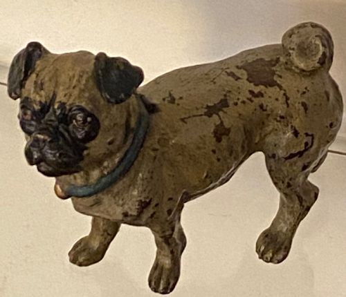 Austrian Cold Painted Bronze Pug Inkwell, in the Style of Bergman