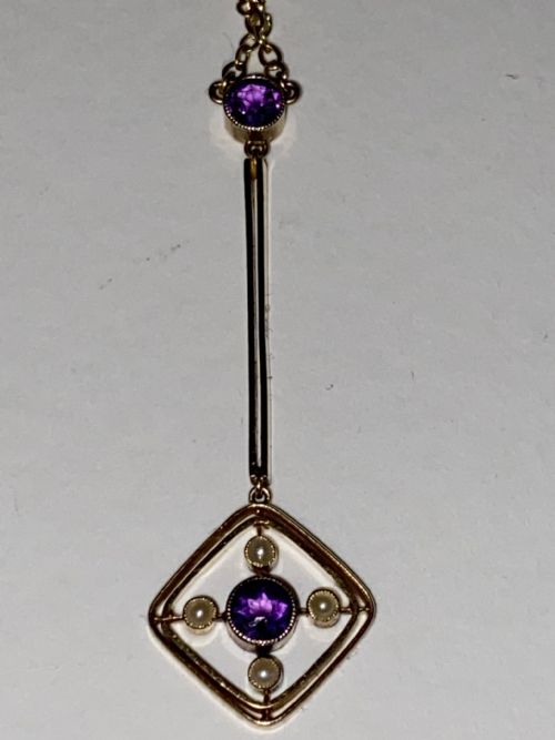 Amethyst and Seed Pearl Pendant
