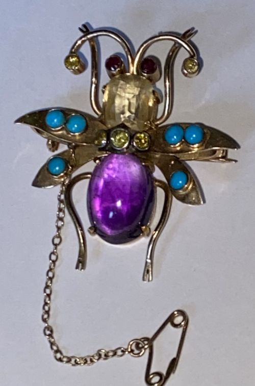 Victorian Multi-stone Insect Brooch