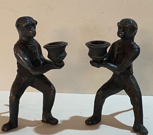 Pair of Bronze Figural Candlesticks
