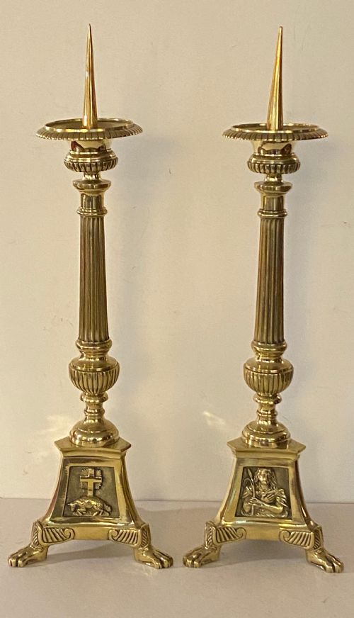Pair of French Church Candlesticks