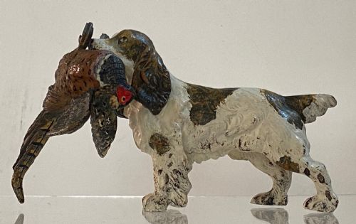 Cold Painted Bronze Spaniel with a Pheasant