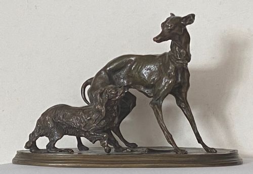 Bronze of Dogs After Pierre-jules Mêne