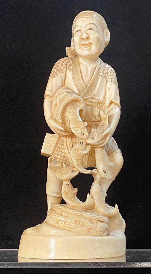 Japanese Meiji Period Okimono of a Fisherman