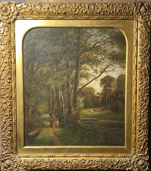 Oil on Canvas of Woodland Scene by Robert Burrows (1810-1883)