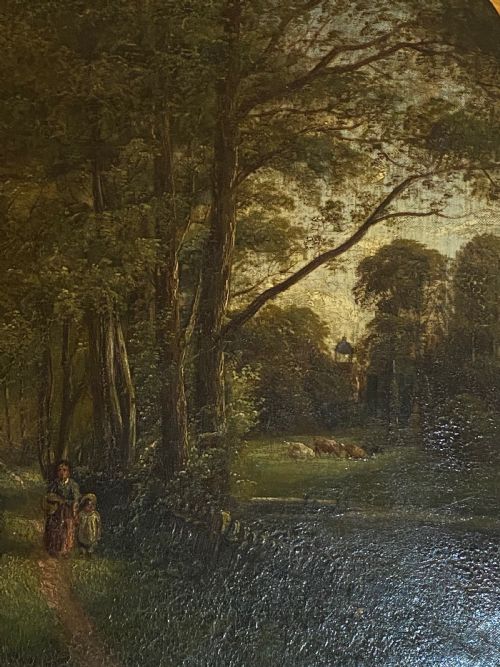 fig 1. Oil on Canvas of Woodland Scene by Robert Burrows (1810-1883)