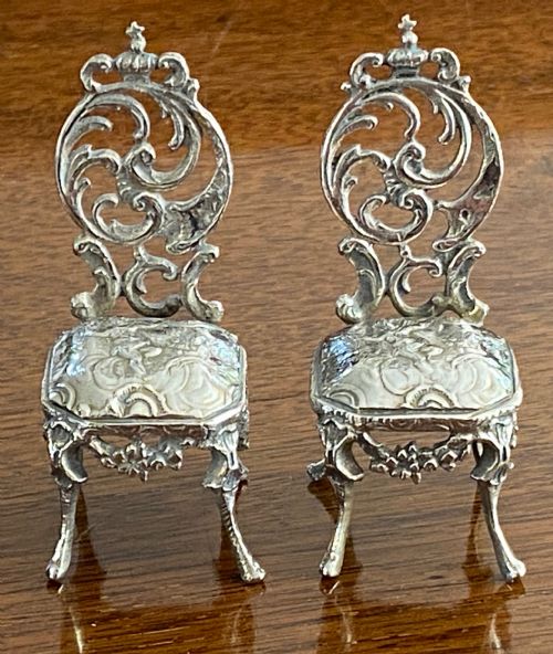Pair of Miniature Silver Chairs
