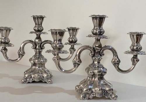 Pair of Danish Silver Candelabra