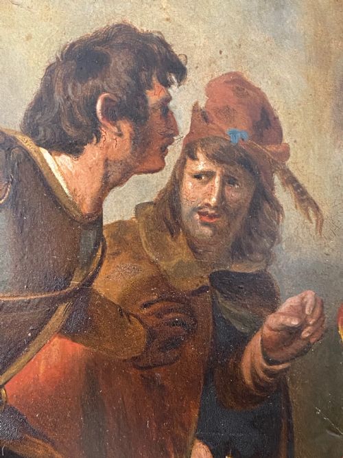 fig 1. Antique Oil on Canvas of Medieval Scene