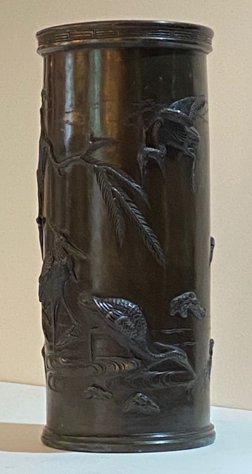 Antique Japanese Bronze Sleeve Vase
