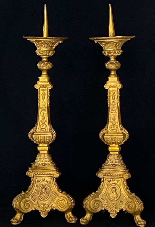 French Gilt Church Candlesticks