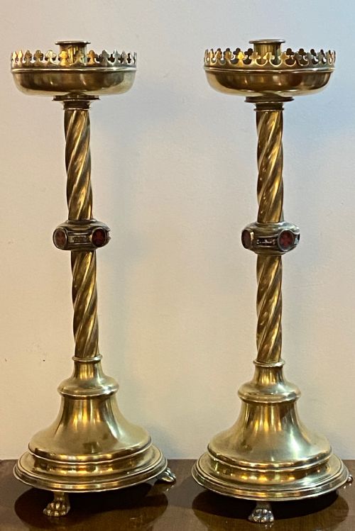 French Church Candlesticks Bearing Maltese Cross
