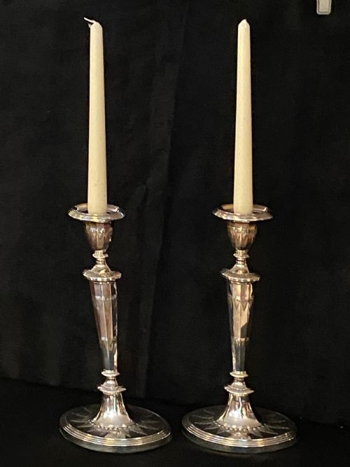 Pair of George III Silver Plated Candlesticks 