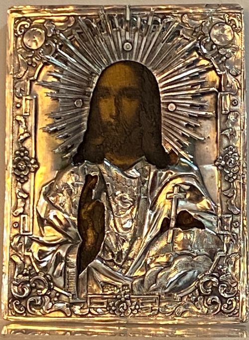 Russian Icon of Christ in Silver