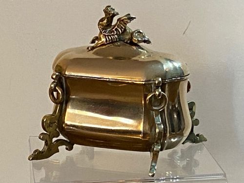 French 19th Century Gilt Metal Inkwell
