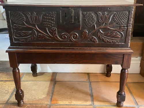 Jacobean Oak Box on Later Stand