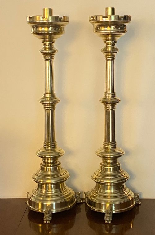 Pair of Brass Church Candlesticks