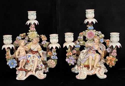 Pair of Sitzendorf Candelabra