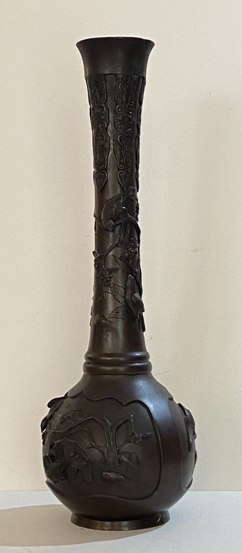 Bronze Bottle Vase Meiji Period
