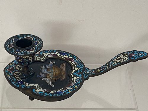 GRAND TOUR CHAMBER STICK IN CLOISONN AND MICRO MOSAIC CHAMBER STICK - ADDITIONAL PHOTO 1