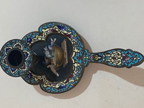 GRAND TOUR CHAMBER STICK IN CLOISONN AND MICRO MOSAIC CHAMBER STICK - ADDITIONAL PHOTO 4