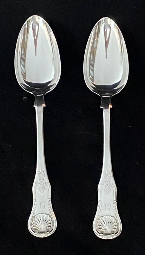 Pair of Scottish Silver Serving Spoons Glasgow 1847