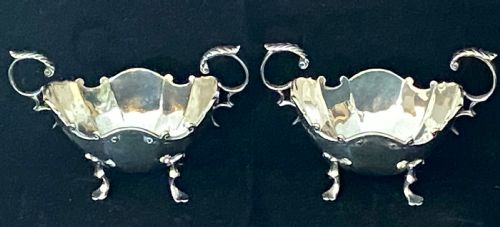 Pair of Scottish Silver Boat Shaped Dishes