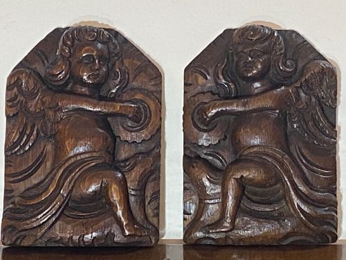Pair of 17th Century Carved Wooden Panels