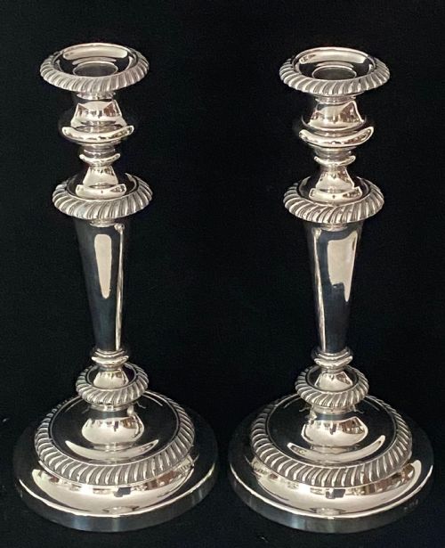 Silver Plated Candlesticks Late 19th Century