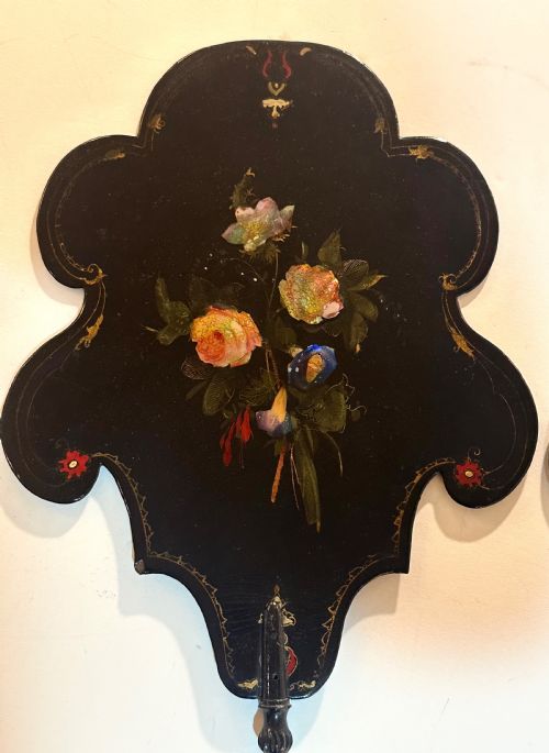 PAIR OF VICTORIAN PAPER MACH FACE SCREENS - ADDITIONAL PHOTO 1