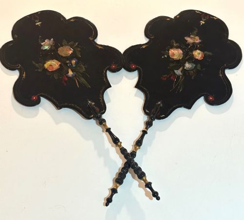 PAIR OF VICTORIAN PAPER MACH FACE SCREENS - ADDITIONAL PHOTO 10