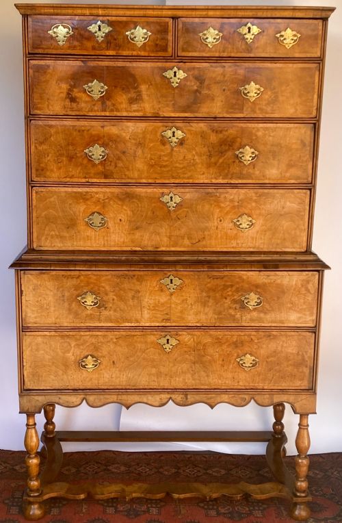 Queen Anne Walnut Chest on Stand. Circa 1700