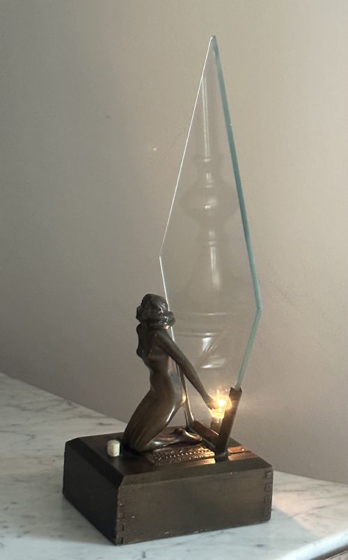 Bedside Light with  Cold Painted Bronze Figure