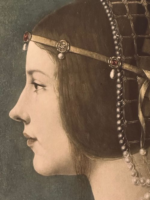 fig 1. Antique Print of Beatrice D'este by Leonardo da Vinci